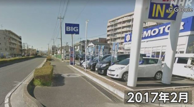 ビッグモーターの除草剤で枯せた街路樹のストリートビュー画像(グーグルマップ)https://www3.nhk.or.jp/news/html/20230727/k10014144121000.html